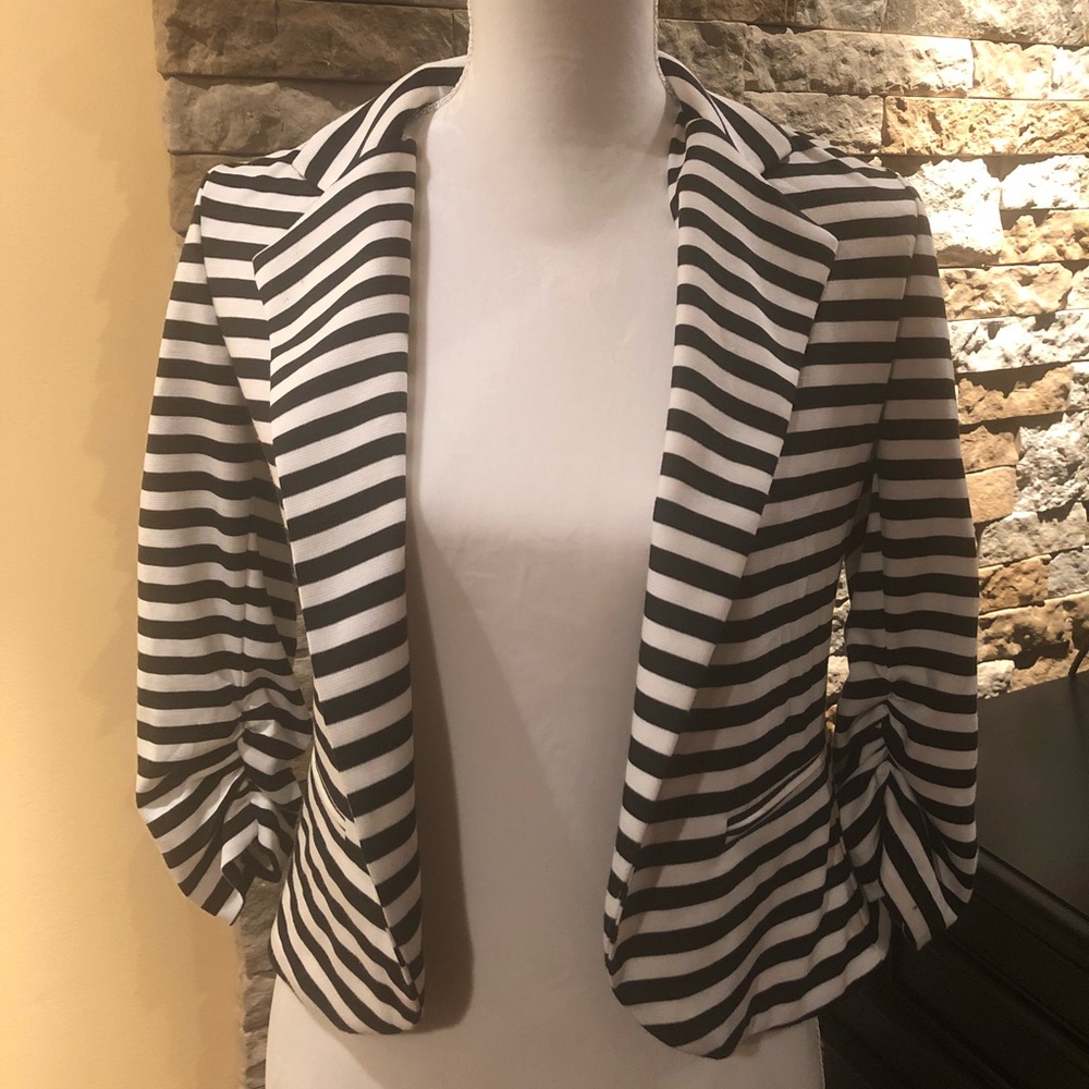 Black and white striped blazer